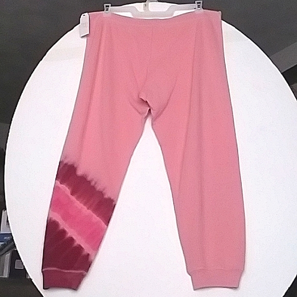 Tie-Dyed Mauve Sweatpants with Drawstring cord (no elastic) with Cuffs W 12-14 - Picture 4 of 8